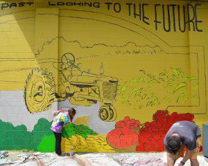 Elementary Schools and local homeschool students helped paint the mural at Java Rock