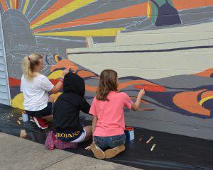 Students from Rock Hall Elementary School helped paint the mural at Bayside