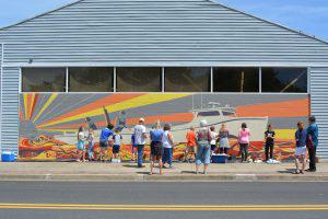 Students from Rock Hall Elementary School helped paint the mural at Bayside